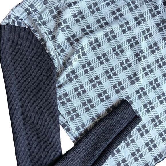 Zara contrast navy blue knit sweater sheer size medium - Picture 2 of 10